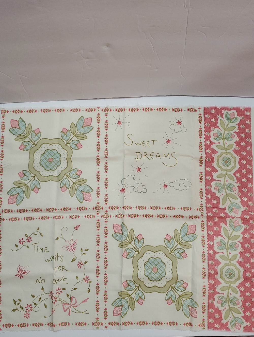 Kaye's Cottage Fabric For Benartex Fsbrics Embroidery Panel Kaye England Vintage